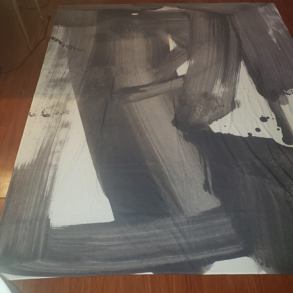 Large Abstract Art Fabric Panel Wall Hanging Monochrome Minimalist Tapestry NWOT